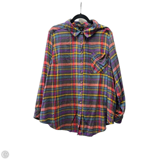 Top Long Sleeve By Torrid In Plaid Pattern, Size: Xl
