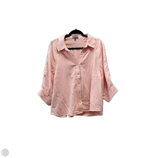 Blouse Long Sleeve By Democracy In Pink, Size: L