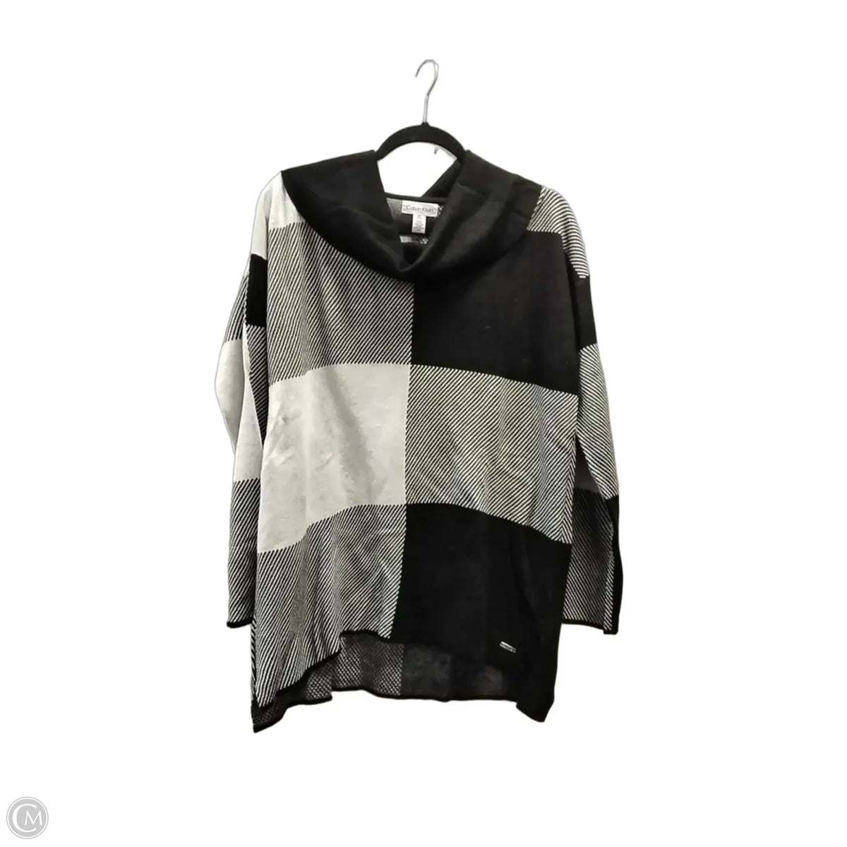Sweater By Calvin Klein In Black & Grey, Size: M