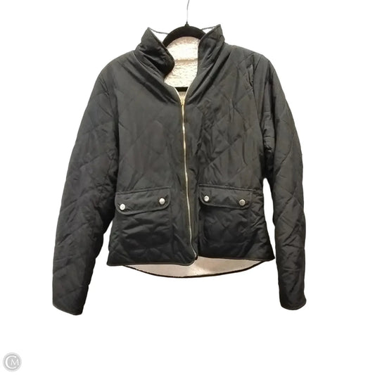 Coat Puffer & Quilted By Love Tree In Black & Cream, Size: L