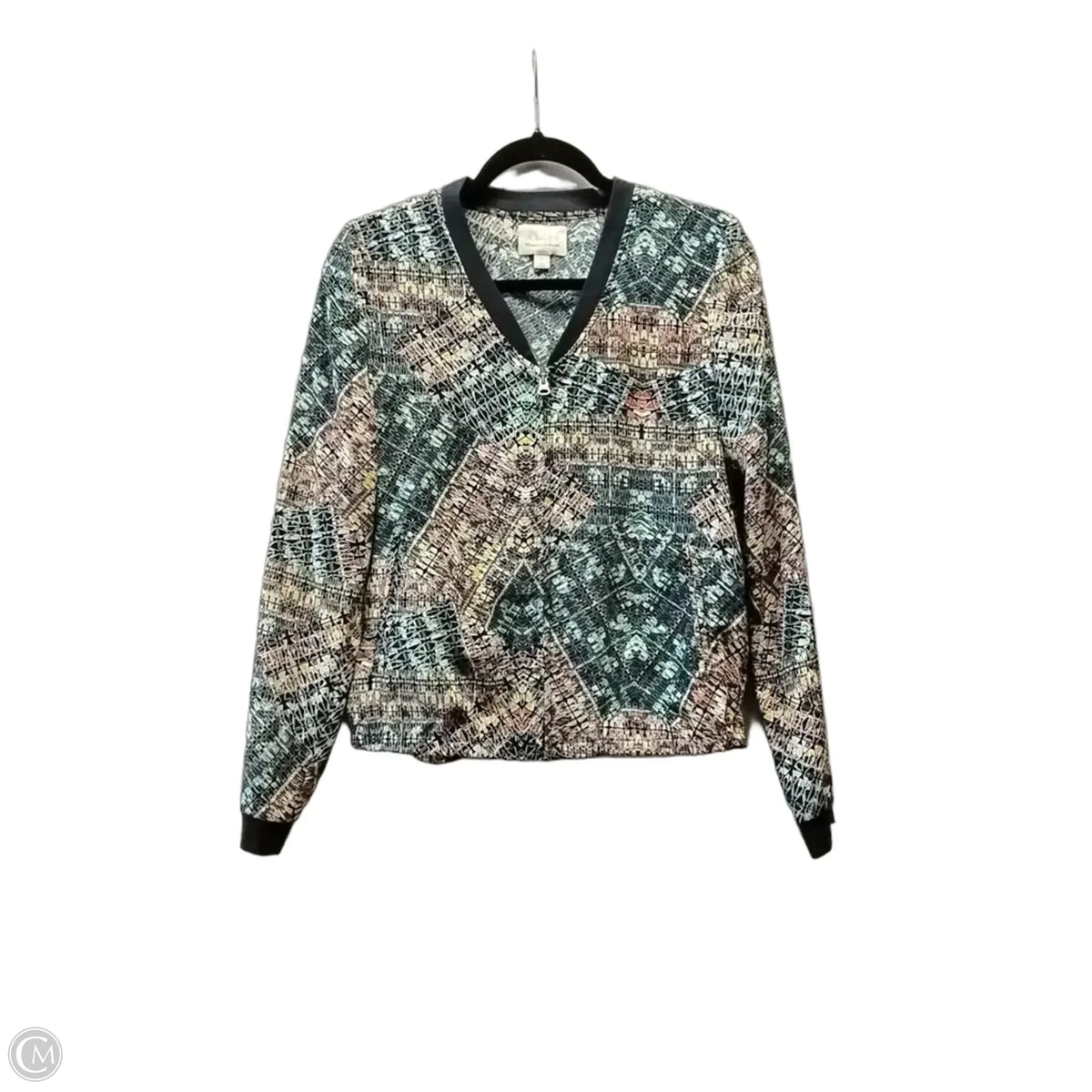 Blouse Long Sleeve By Hinge In Geometric Pattern, Size: S