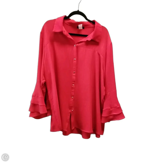Blouse Long Sleeve By Clothes Mentor In Red, Size: 3x