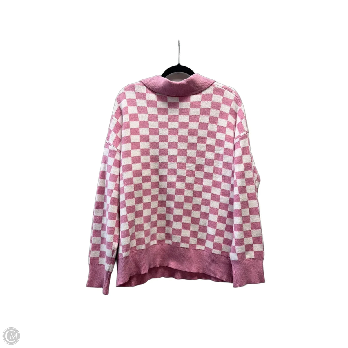 Sweater By Clothes Mentor In Checkered Pattern, Size: L