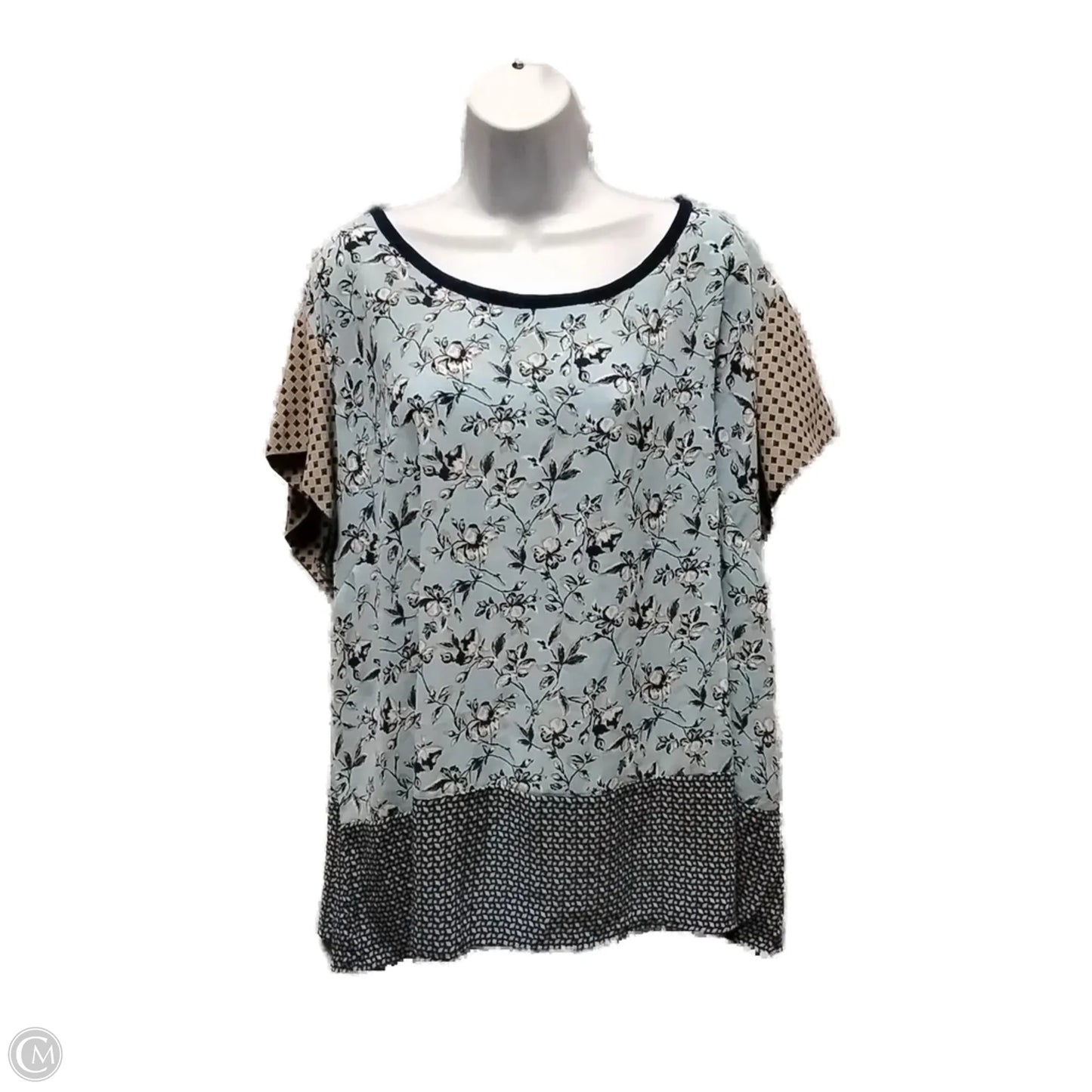 Top Short Sleeve By Cynthia Rowley In Blue & White, Size: 3x