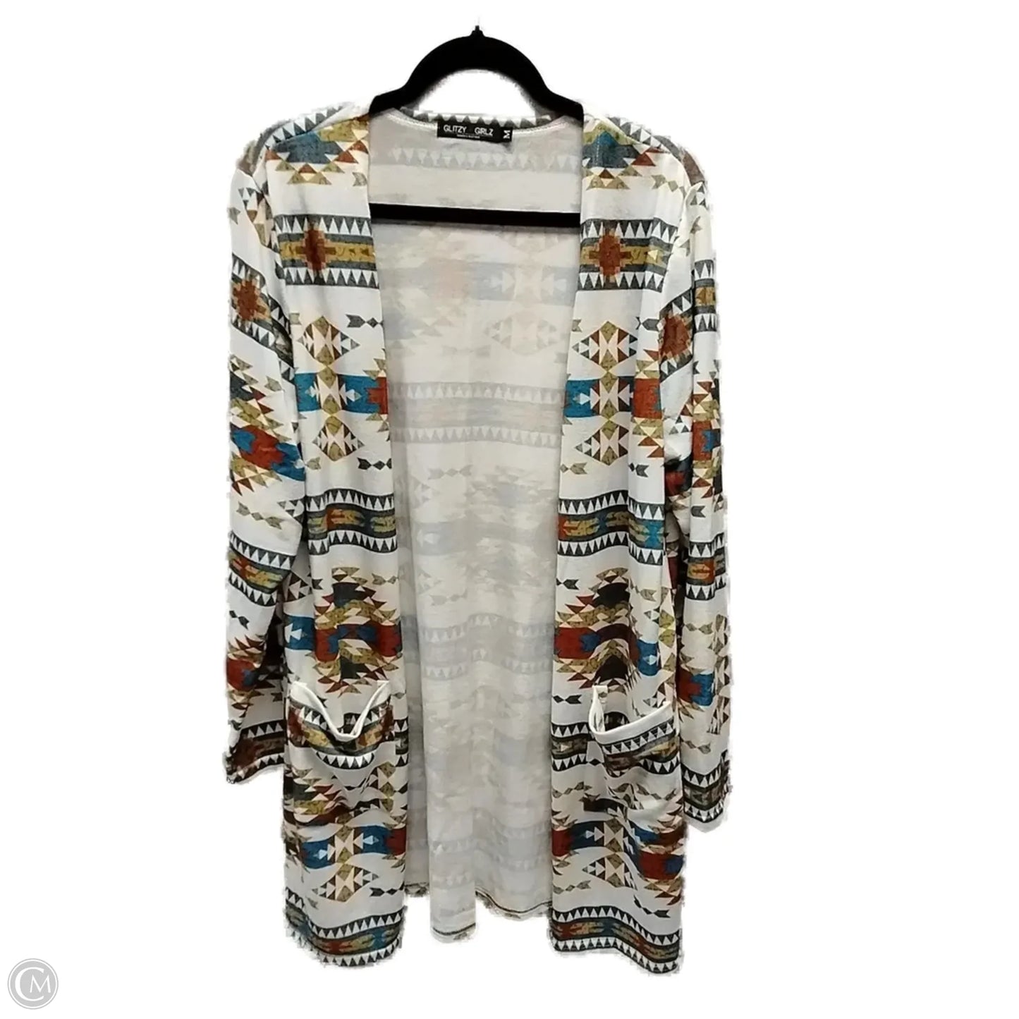 Cardigan By Glitzy Girlz In Geometric Pattern, Size: M