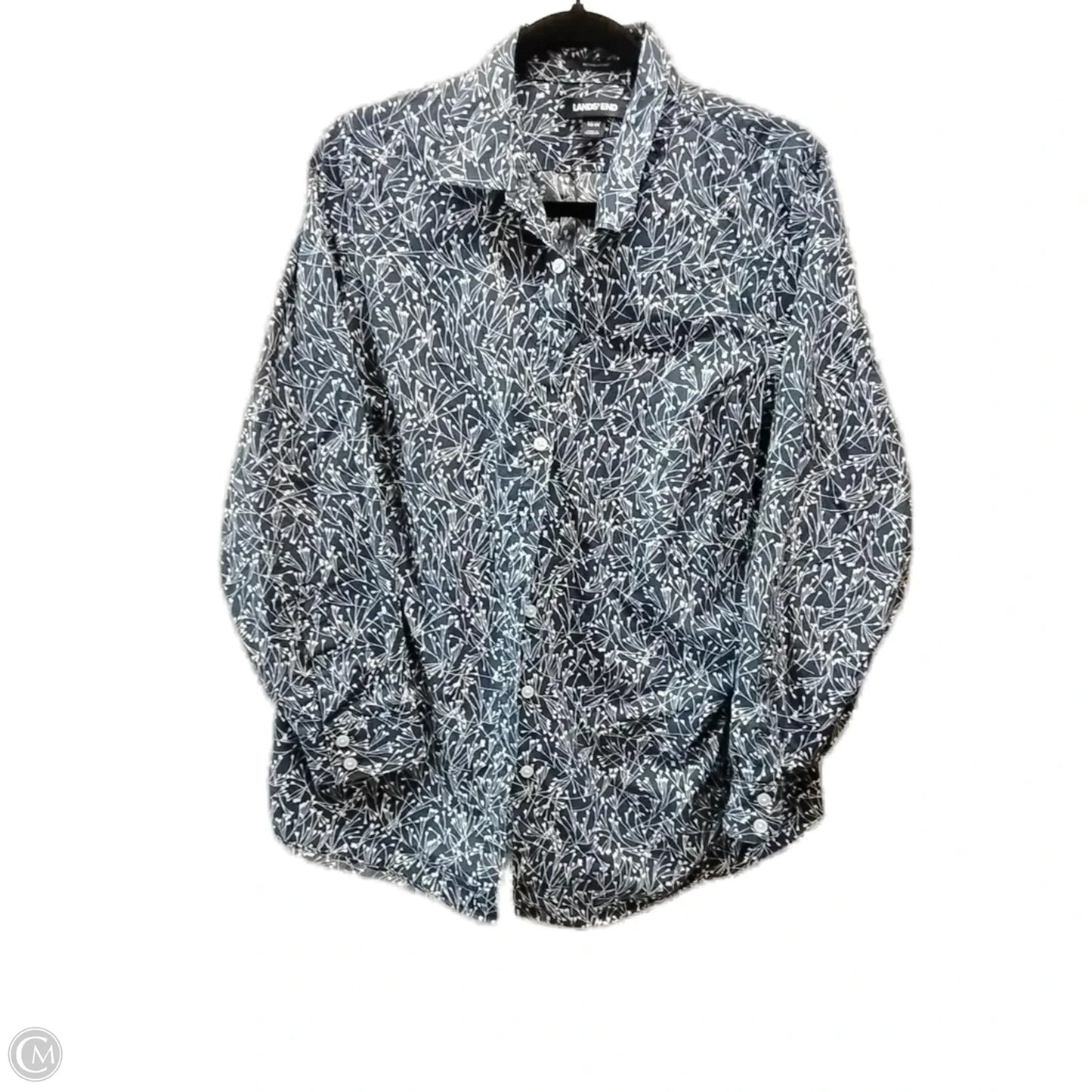 Top Long Sleeve Basic By Lands End In Blue & White, Size: 18