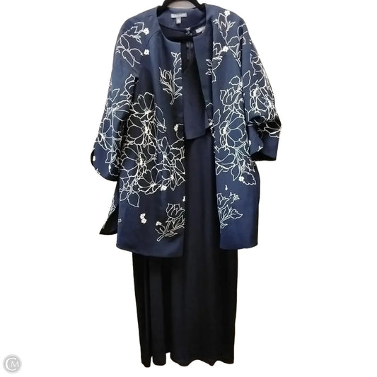 Dress Set 2pc By Jessica London In Blue & White, Size: 16