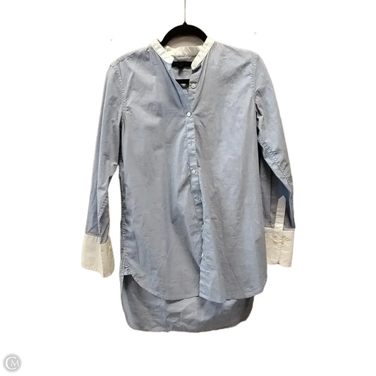 Top Long Sleeve By Banana Republic In Blue & White, Size: S