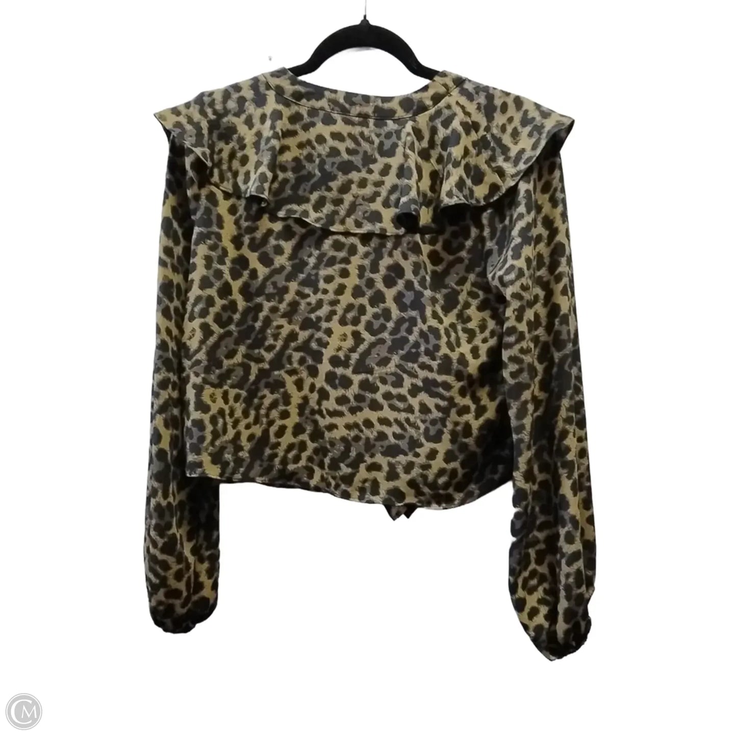 Blouse Long Sleeve By Express In Leopard Print, Size: Xs
