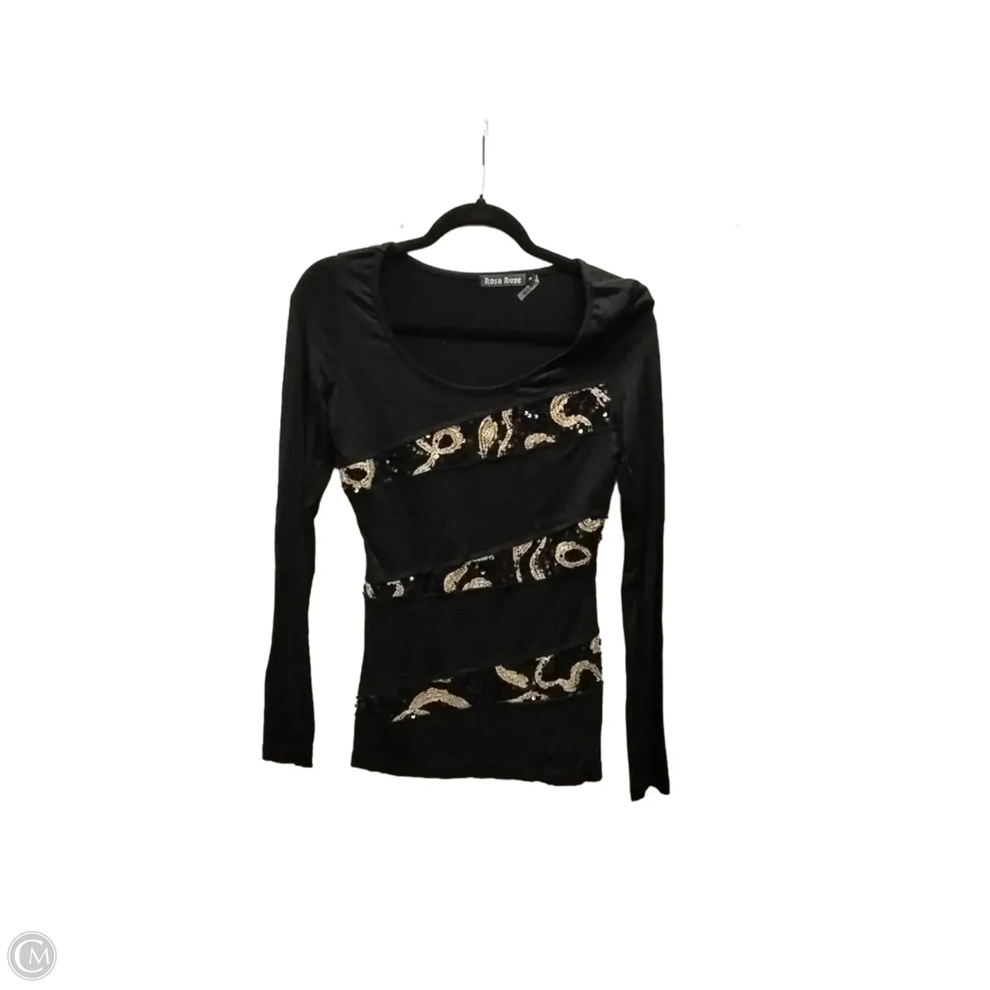 Top Long Sleeve By Clothes Mentor In Black & Gold, Size: S