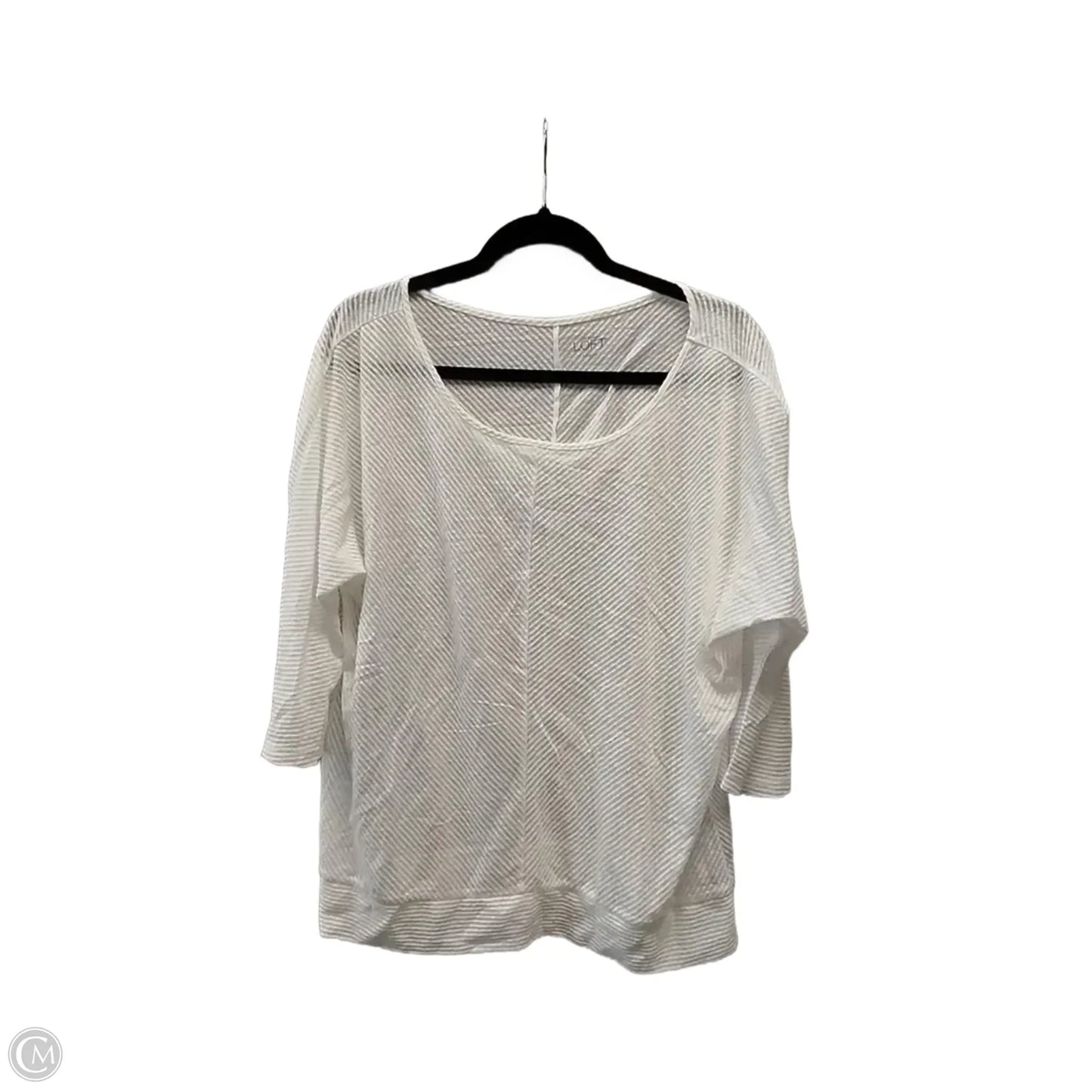 Top Long Sleeve By Loft In White, Size: L