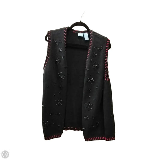 Vest Sweater By Clothes Mentor In Black & Red, Size: 1x