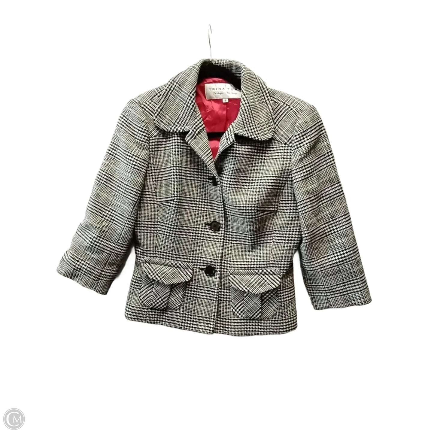 Blazer By Trina By Trina Turk In Checkered Pattern, Size: 8