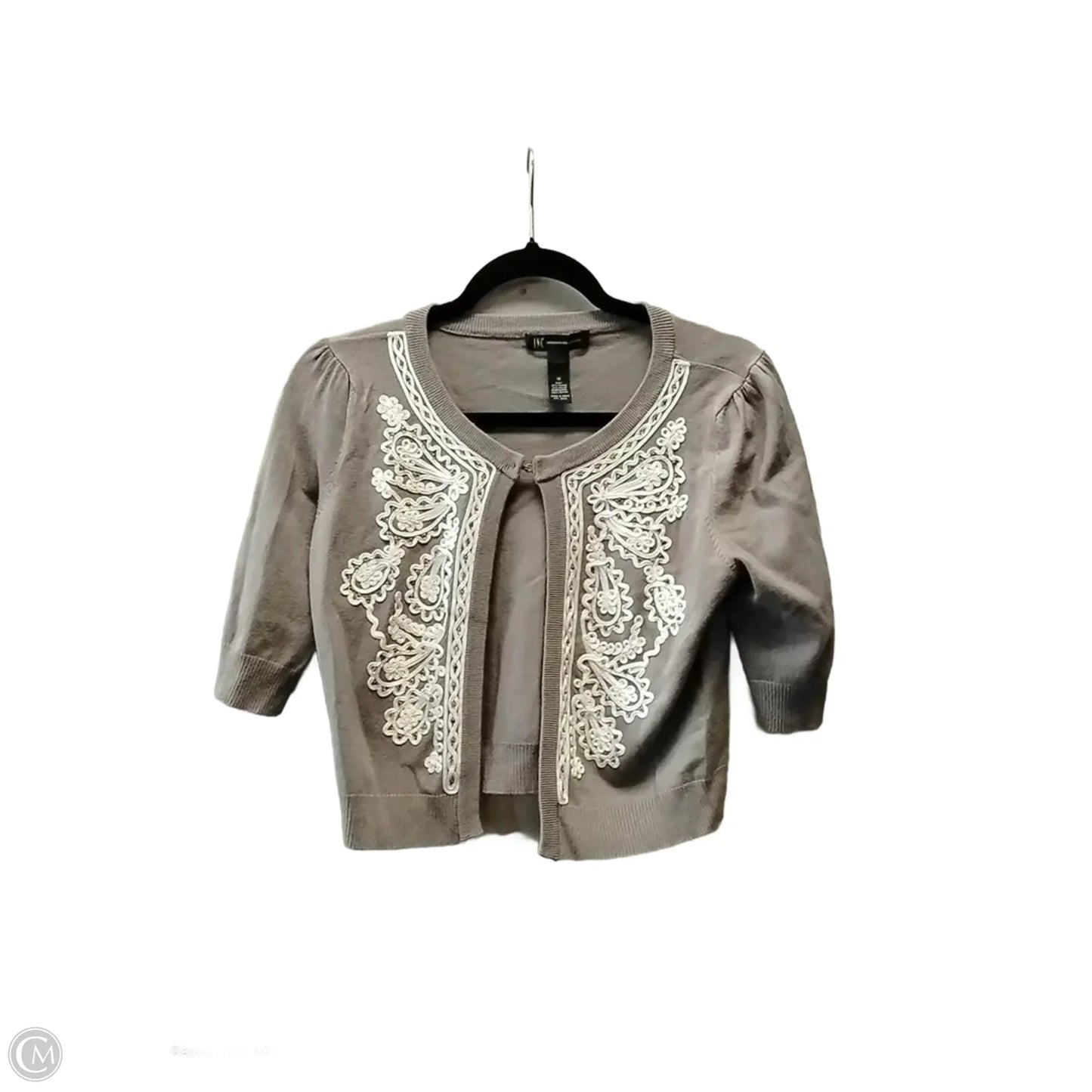 Sweater Short Sleeve By Inc In Grey & White, Size: M