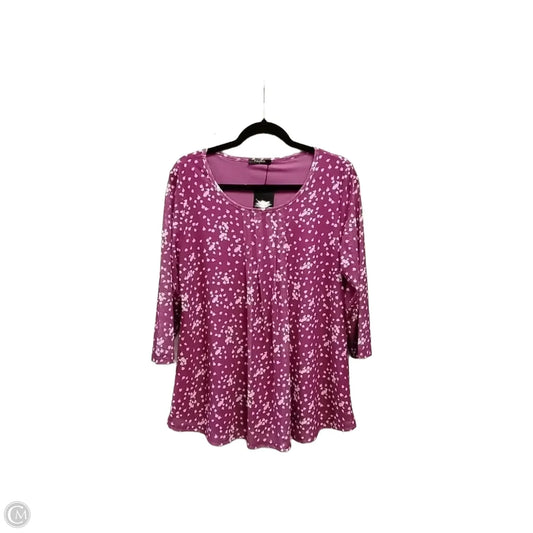 Blouse Long Sleeve By Clothes Mentor In Purple & White, Size: L