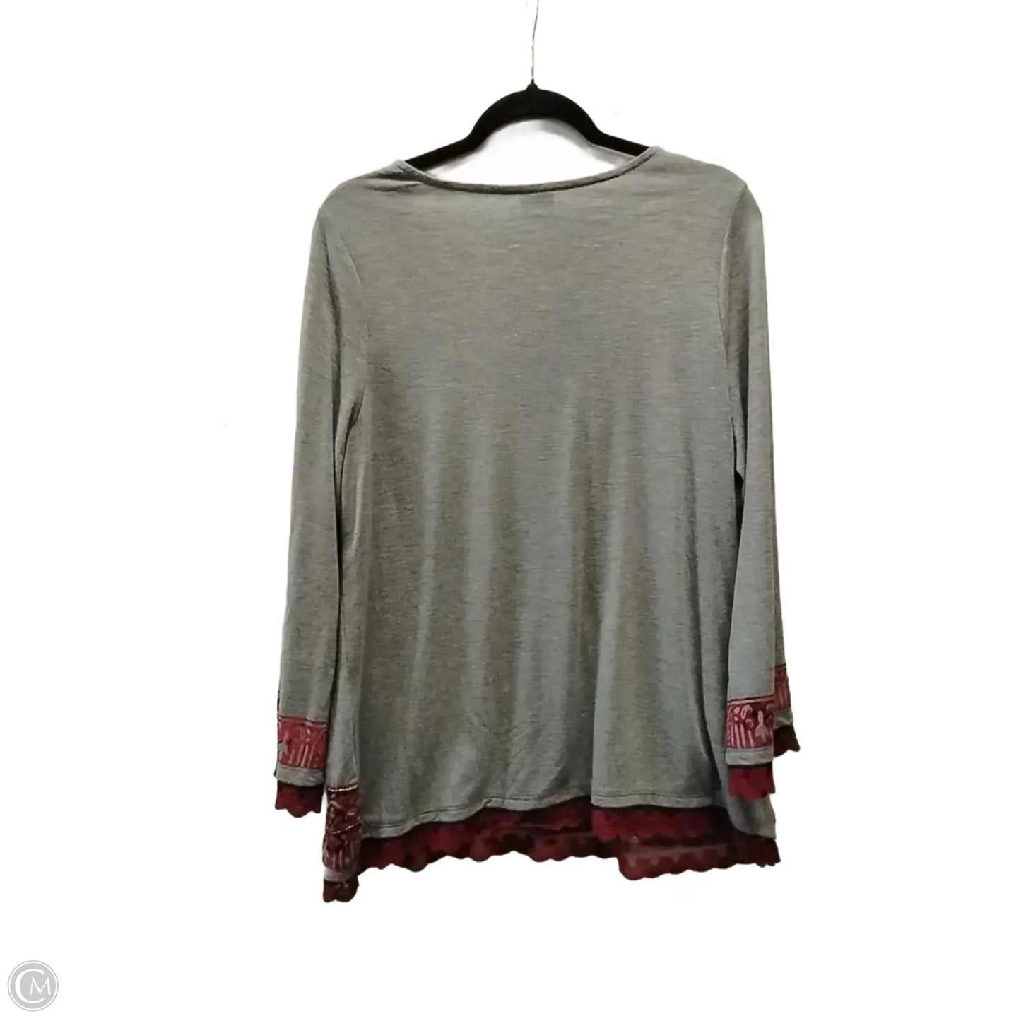 Top Long Sleeve By Chicos In Grey & Red, Size: L