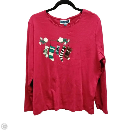 Top Long Sleeve By Karen Scott In Red, Size: Xl