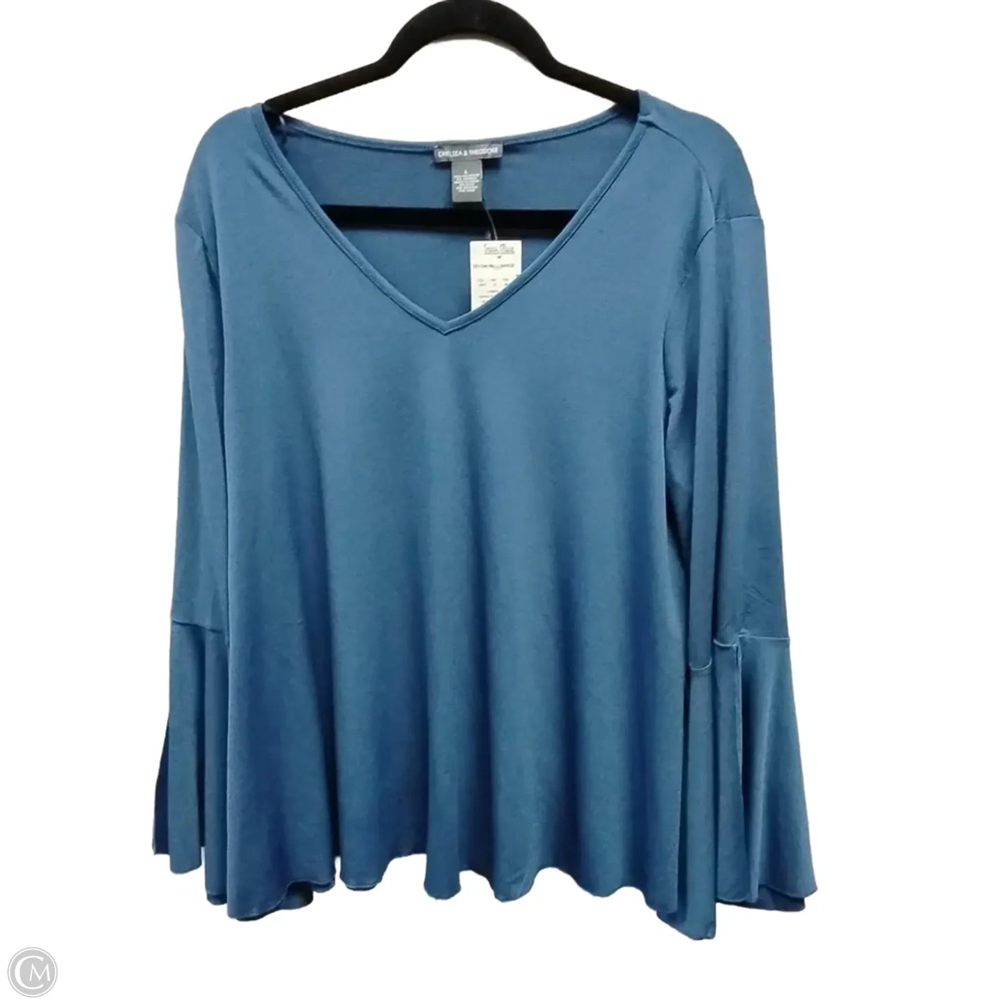Blouse Long Sleeve By Chelsea And Theodore In Blue, Size: L
