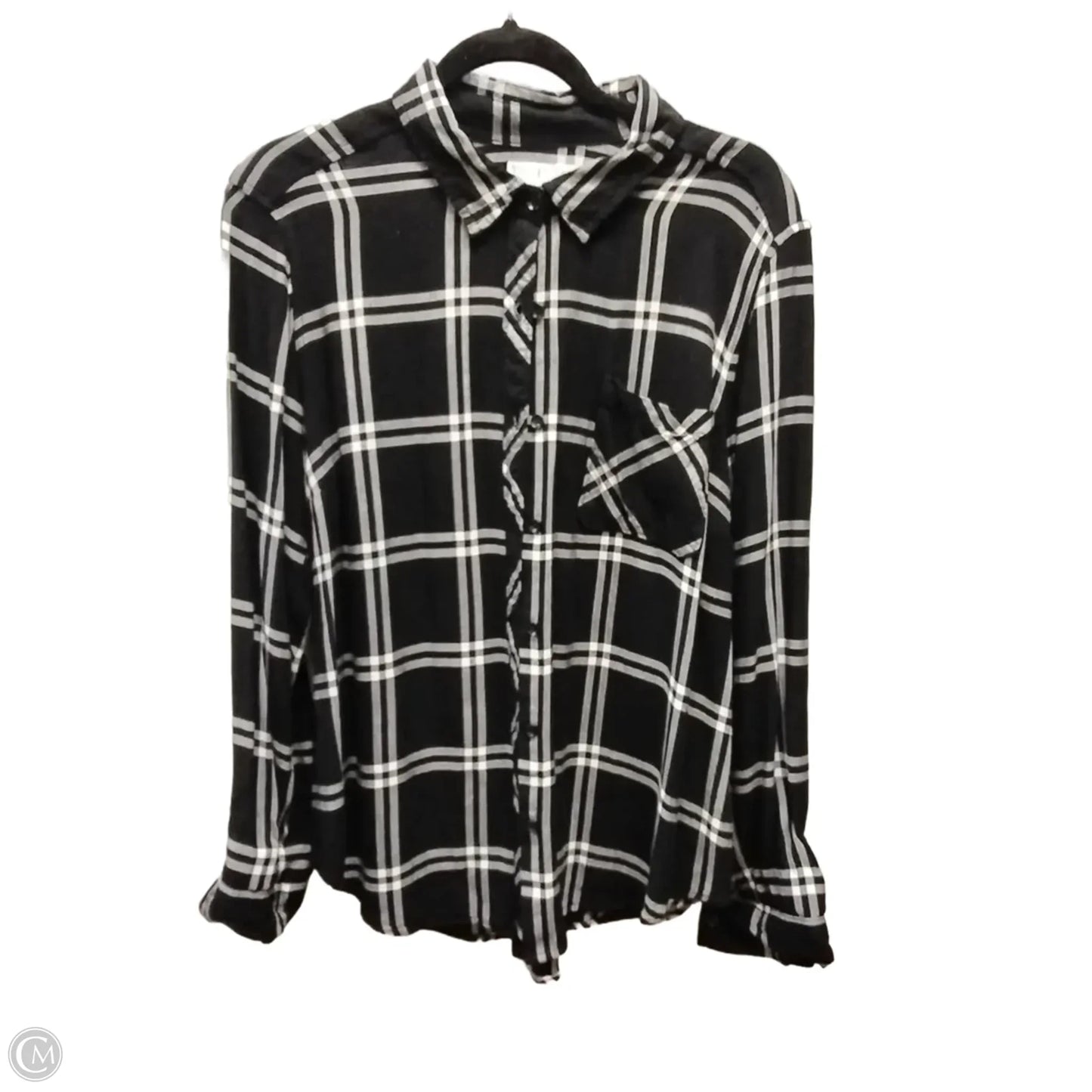 Top Long Sleeve By Time And Tru In Black & White, Size: L