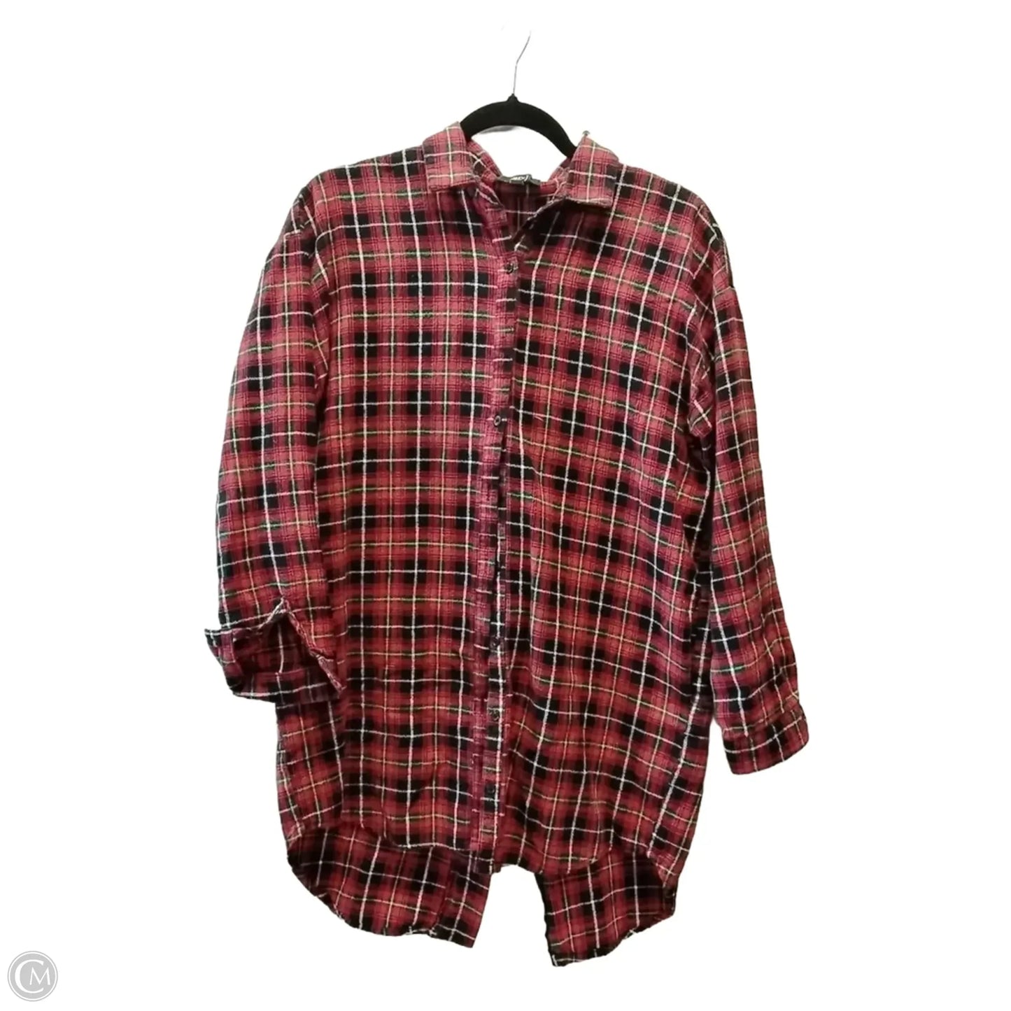 Top Long Sleeve By Very J In Plaid Pattern, Size: M