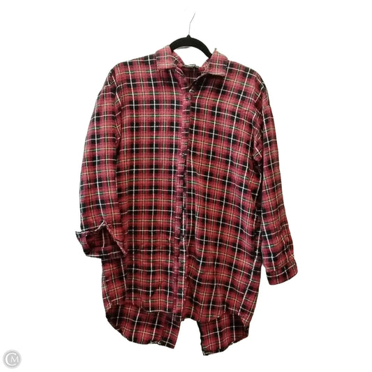 Top Long Sleeve By Very J In Plaid Pattern, Size: M