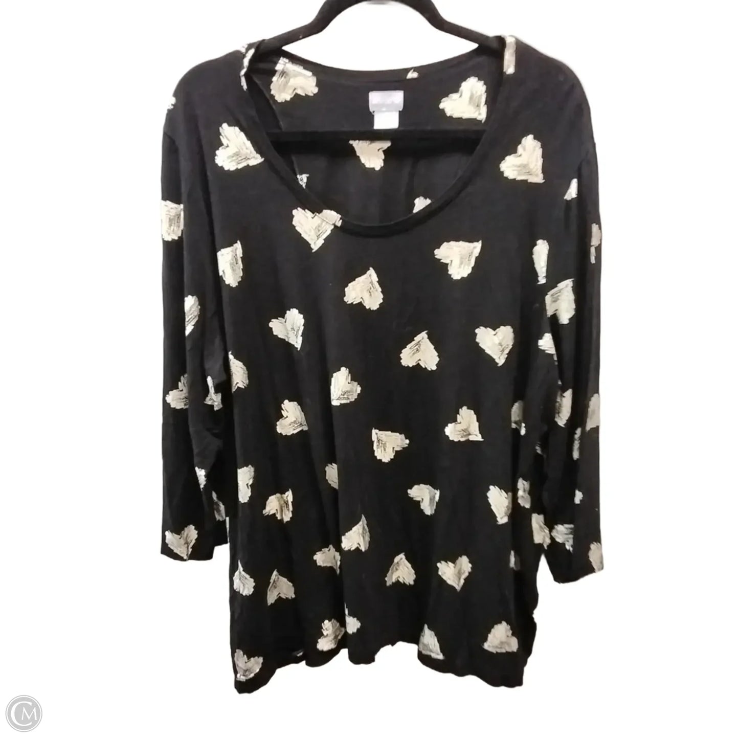 Top Long Sleeve By Chicos In Black & Gold, Size: Xxl