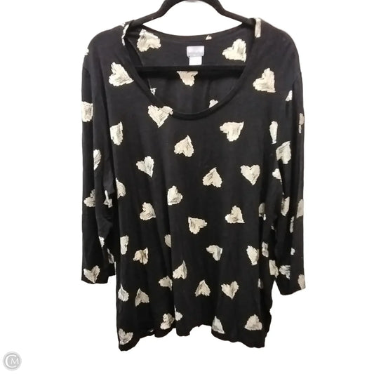 Top Long Sleeve By Chicos In Black & Gold, Size: Xxl