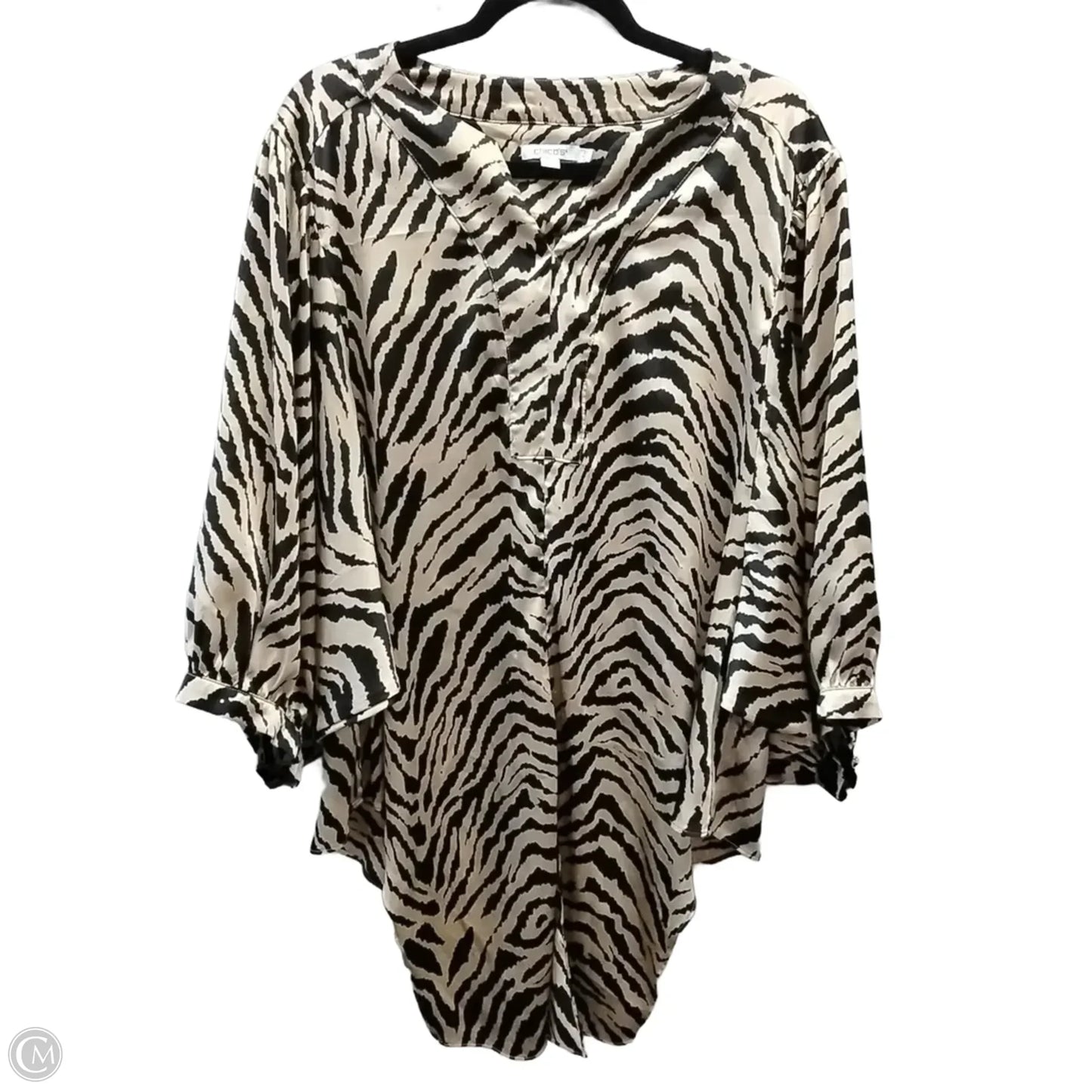 Blouse Long Sleeve By Chicos In Animal Print, Size: Xl