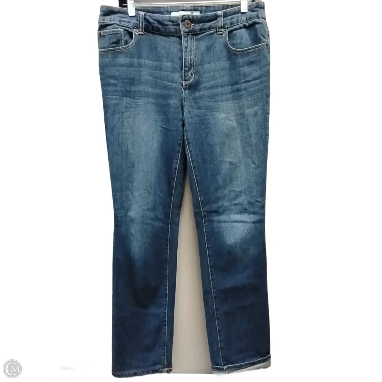 Jeans Straight By Chicos In Blue Denim, Size: 8