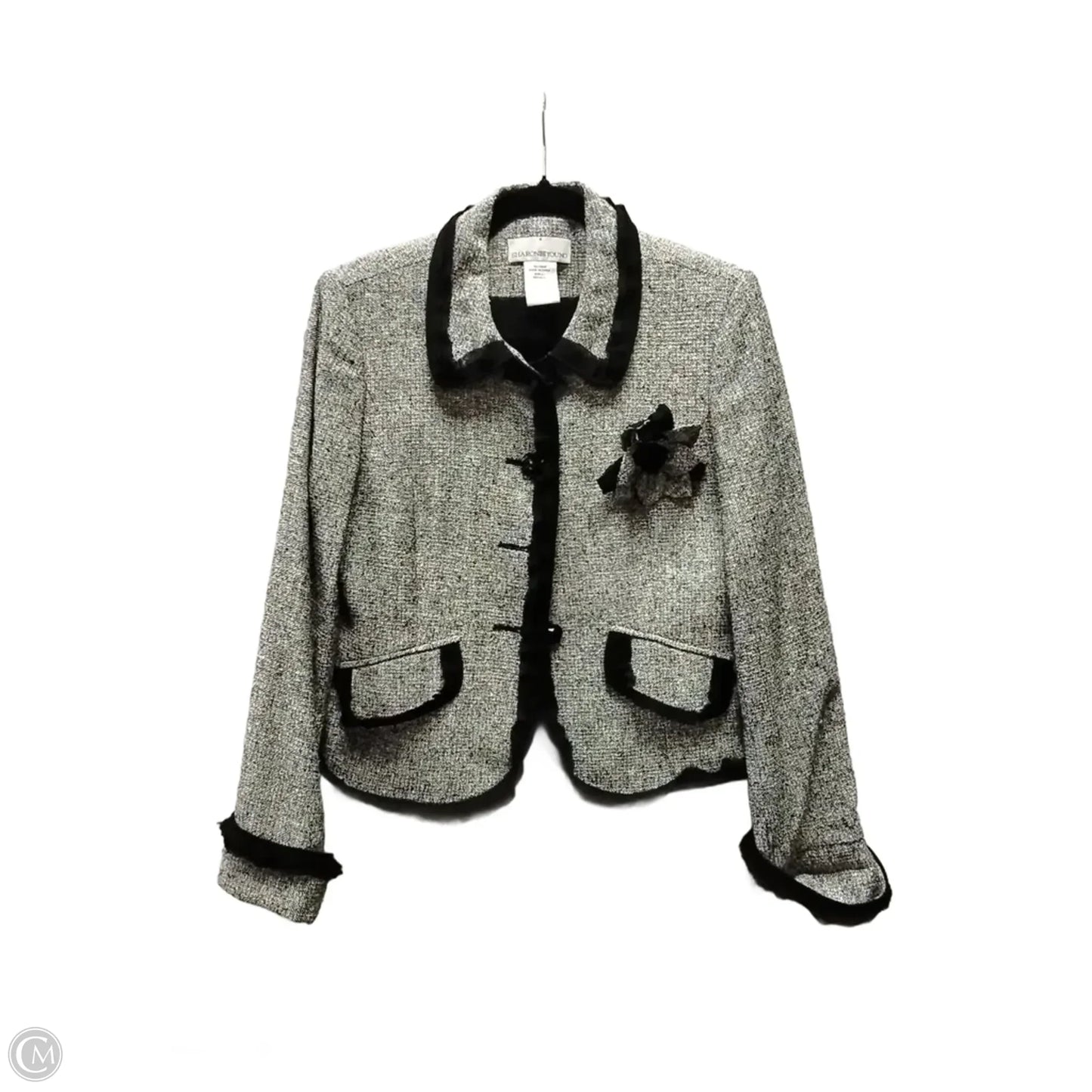 Blazer By Sharon Young In Black & White, Size: M