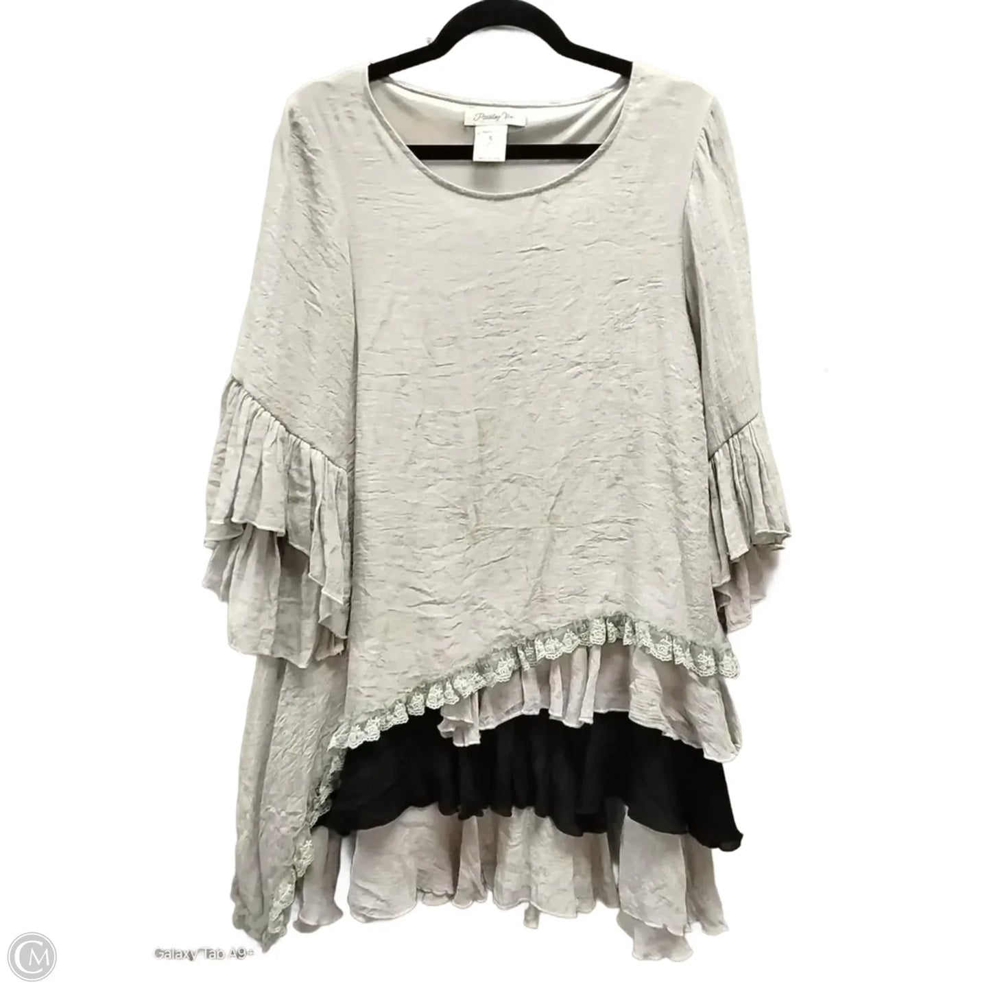 Blouse Long Sleeve By Clothes Mentor In Grey, Size: S