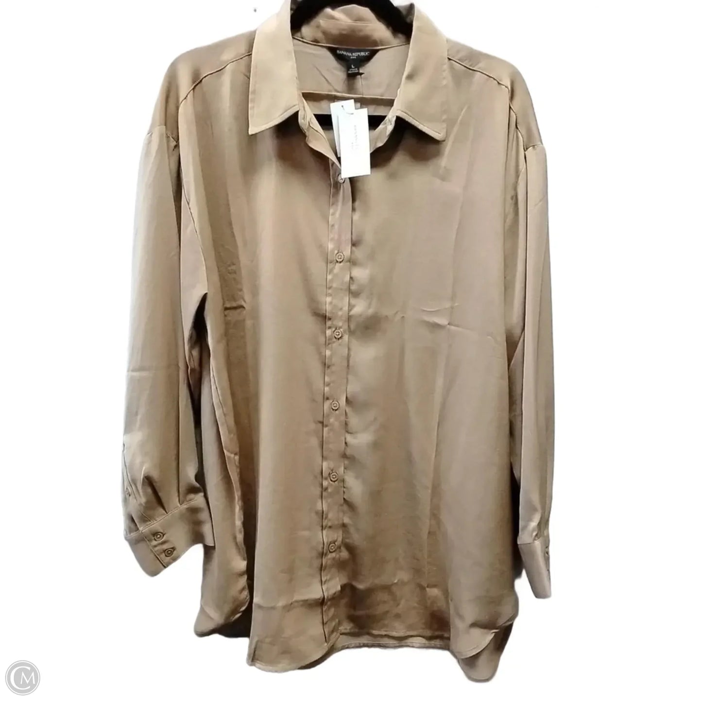 Blouse Long Sleeve By Banana Republic In Brown, Size: L