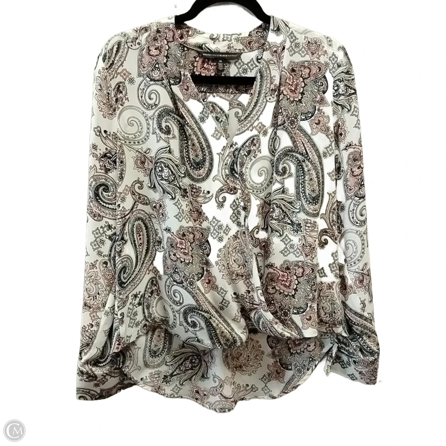 Blouse Long Sleeve By White House Black Market In Paisley Print, Size: M