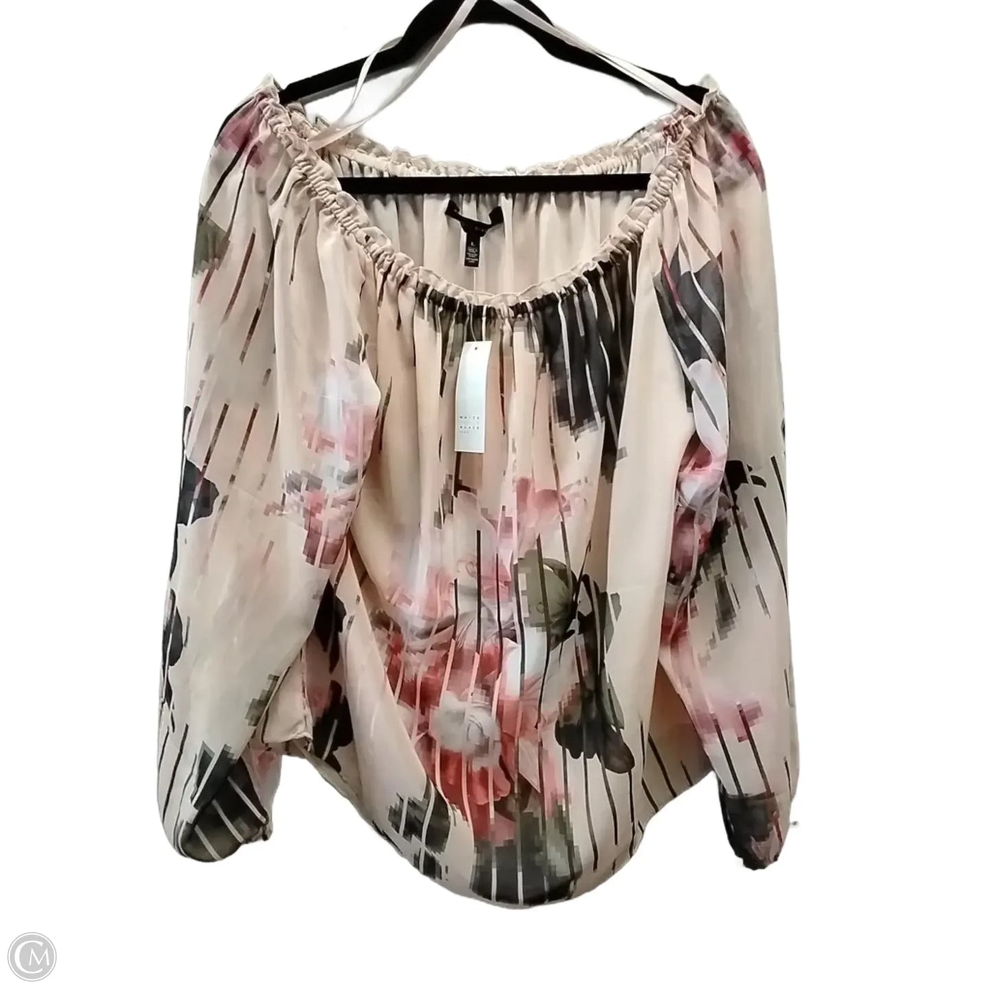 Blouse Long Sleeve By White House Black Market In Floral Print, Size: L