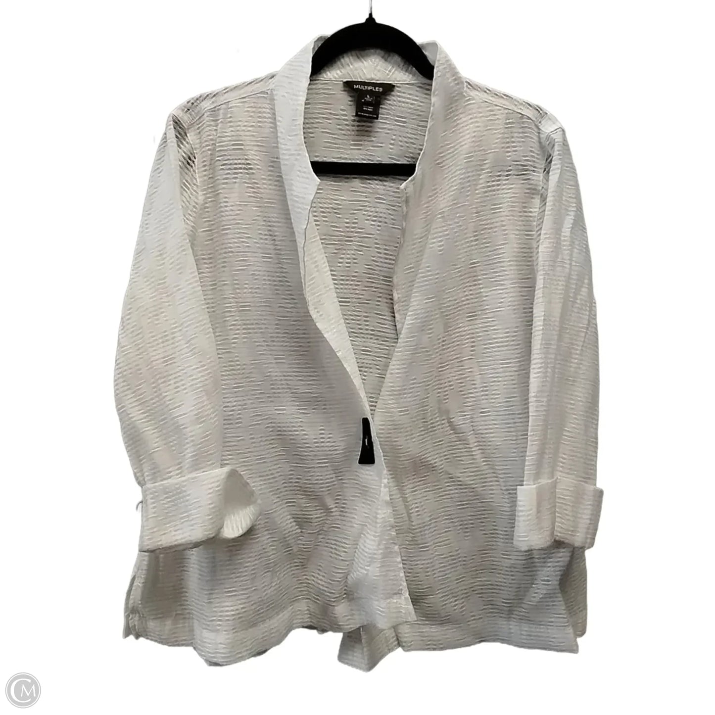 Top Long Sleeve By Multiples In White, Size: L