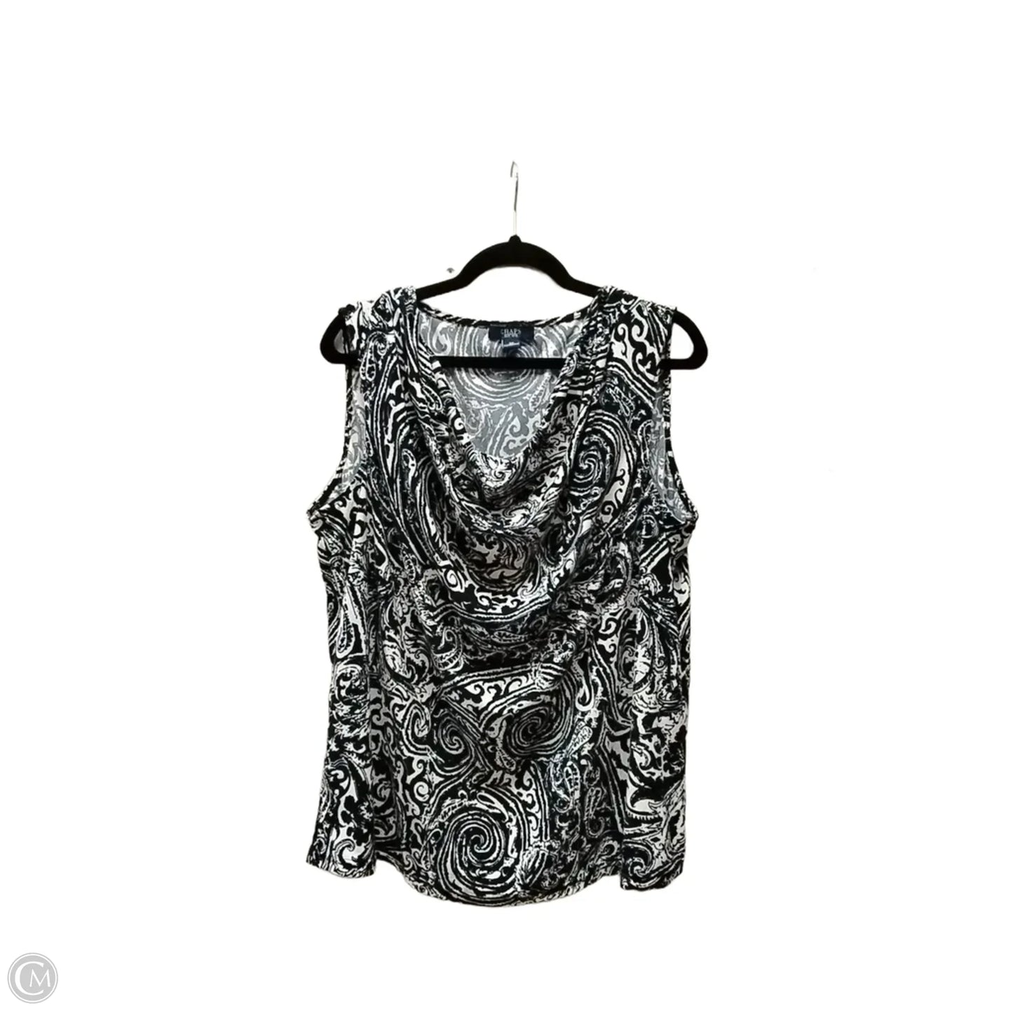 Blouse Sleeveless By Chaps In Blue & White, Size: 3x