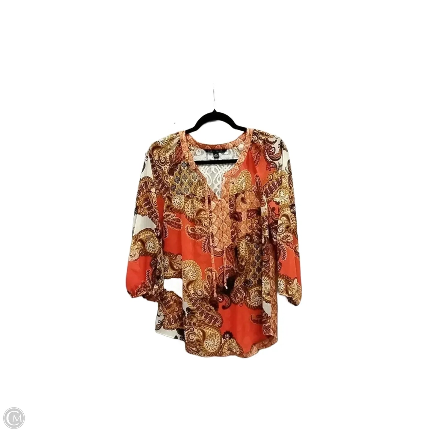 Blouse Long Sleeve By Zac And Rachel In Orange, Size: M