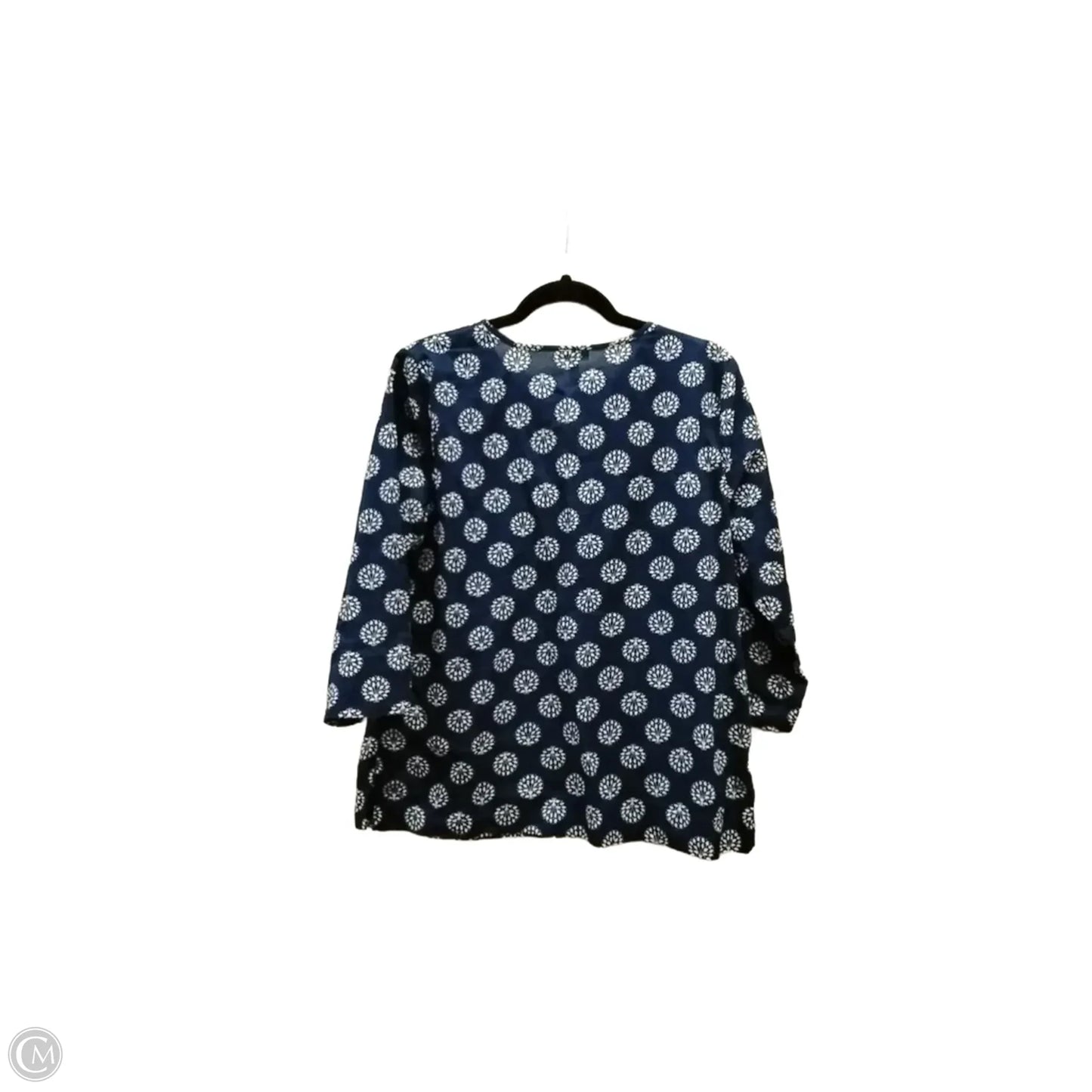 Blouse 3/4 Sleeve By Talbots In Blue & White, Size: Lp