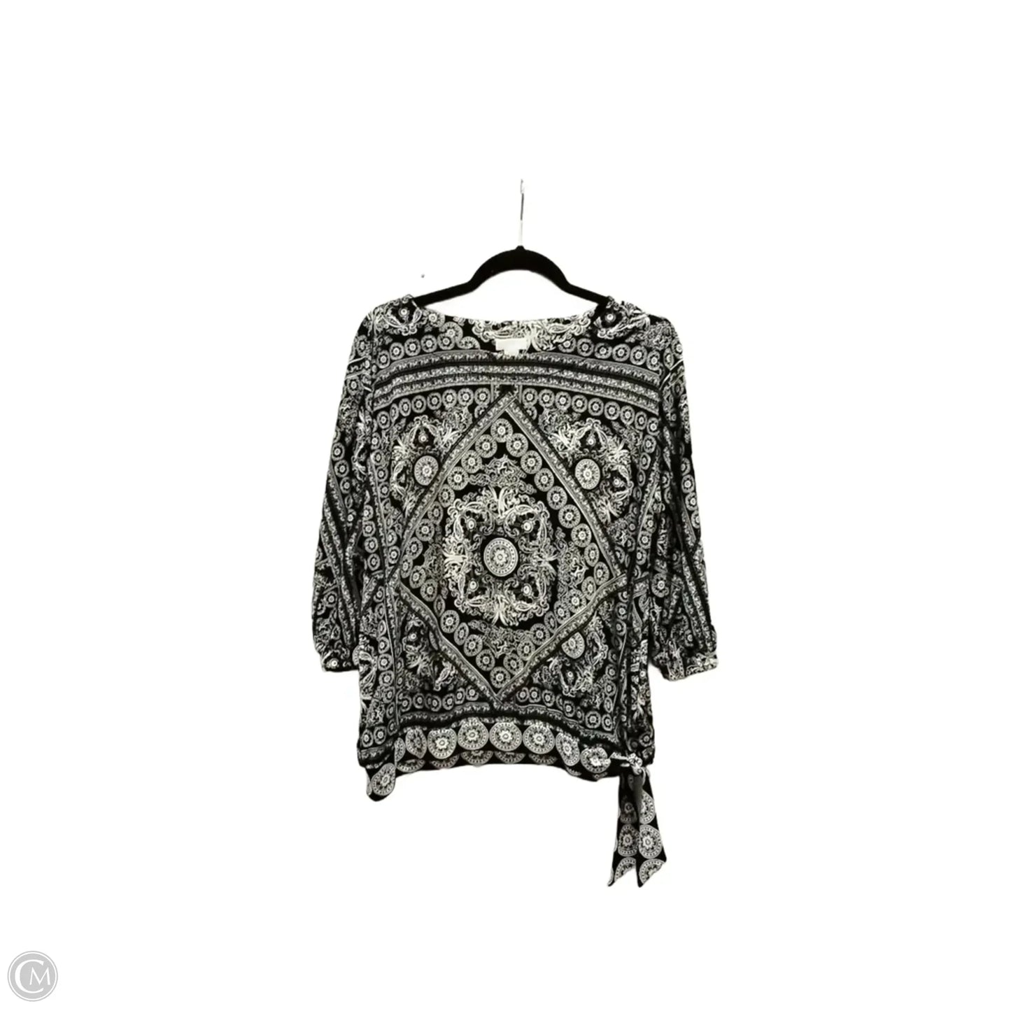 Blouse Long Sleeve By Chicos In Black & White, Size: M