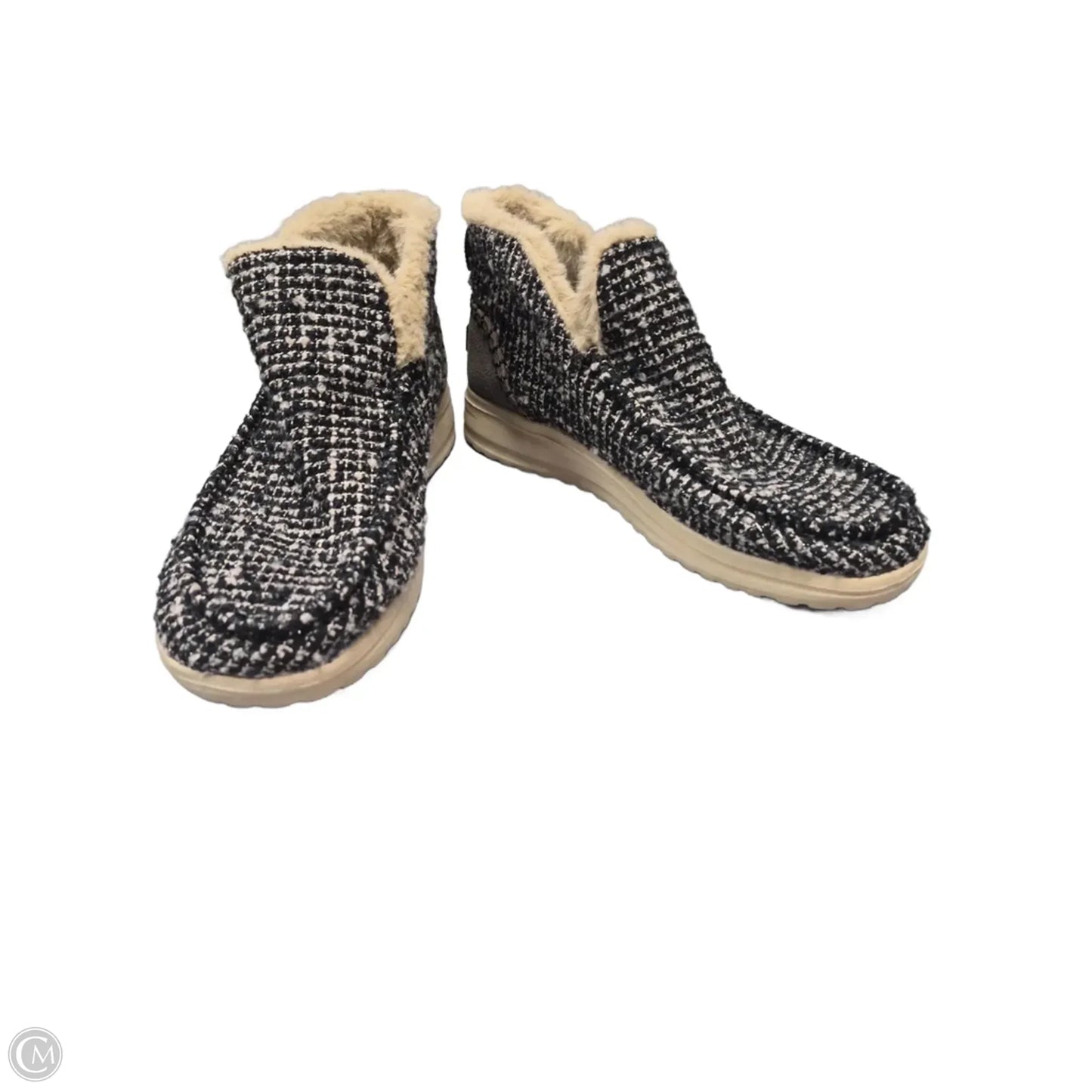 Shoes Flats By Hey Dude In Black & Grey, Size: 9