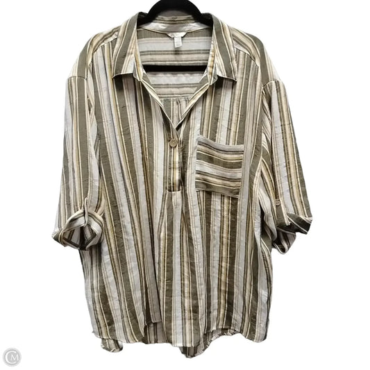 Blouse Short Sleeve By Cato In Striped Pattern, Size: 3x