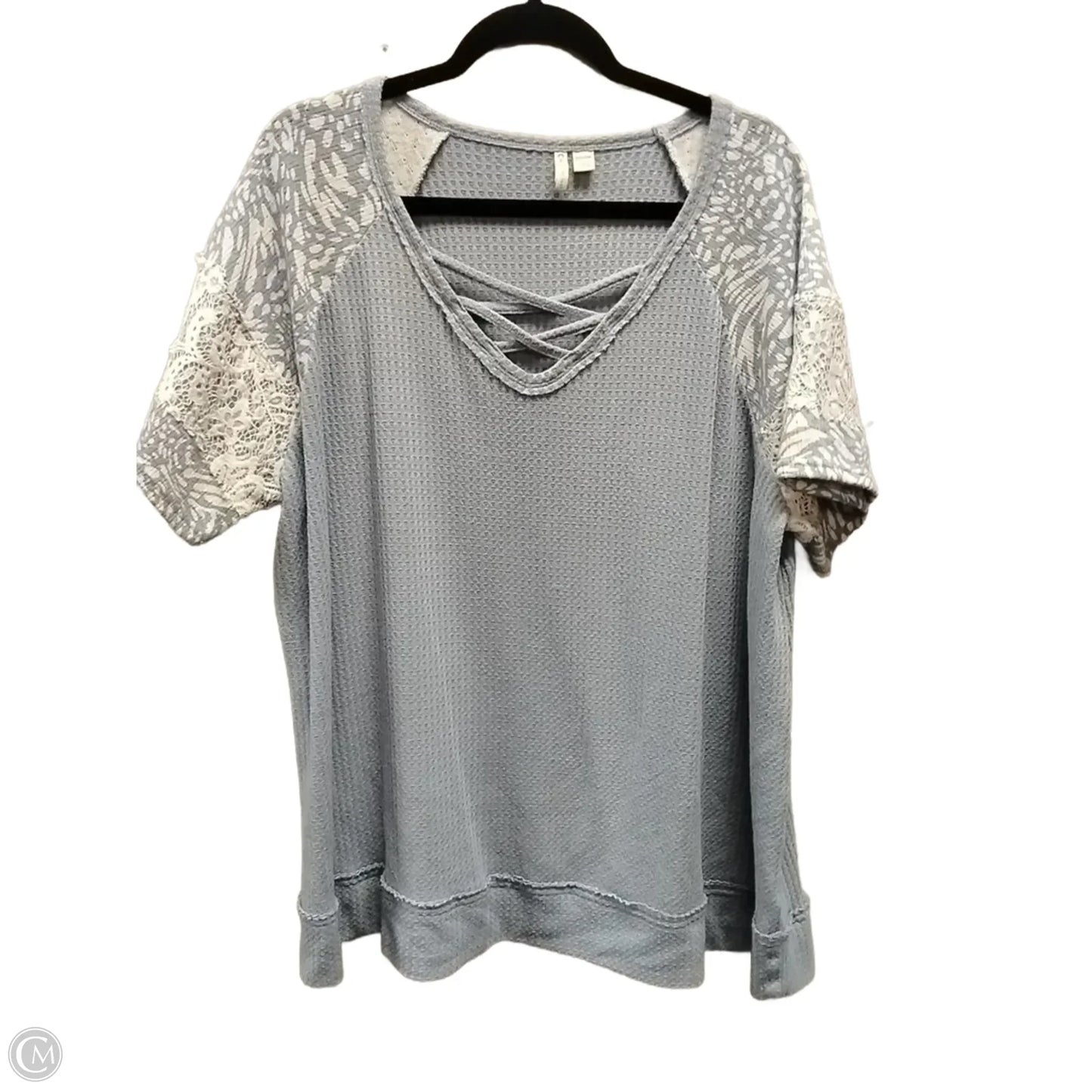 Top Short Sleeve By Cato In Blue & White, Size: 3x