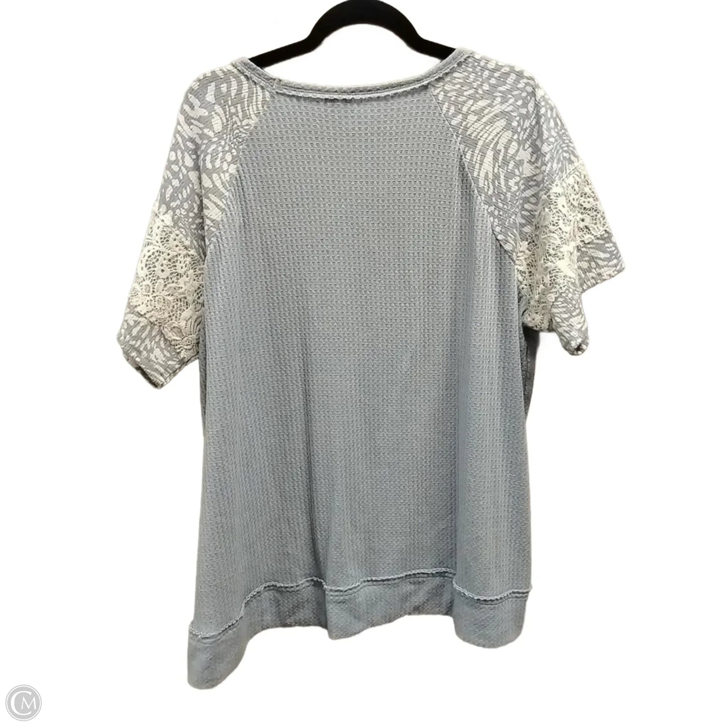 Top Short Sleeve By Cato In Blue & White, Size: 3x