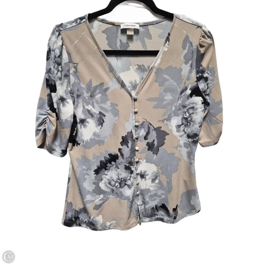 Blouse Short Sleeve By Calvin Klein In Floral Print, Size: S