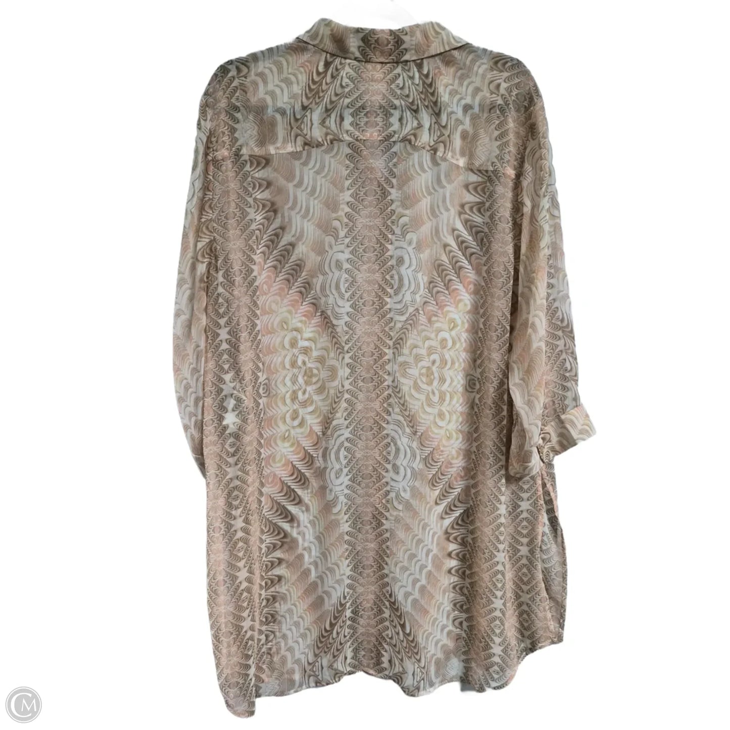 Blouse 3/4 Sleeve By Chicos In Geometric Pattern, Size: Xl