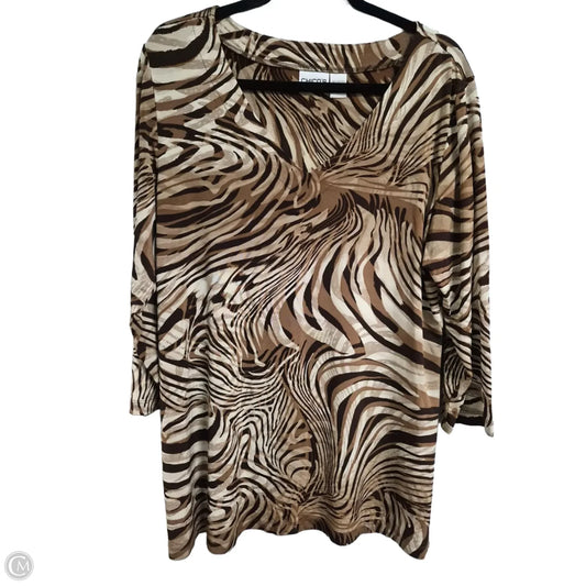 Top 3/4 Sleeve By Chicos In Animal Print, Size: Xl