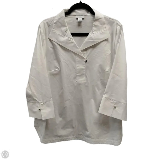Blouse Long Sleeve By Liz Claiborne In White, Size: L
