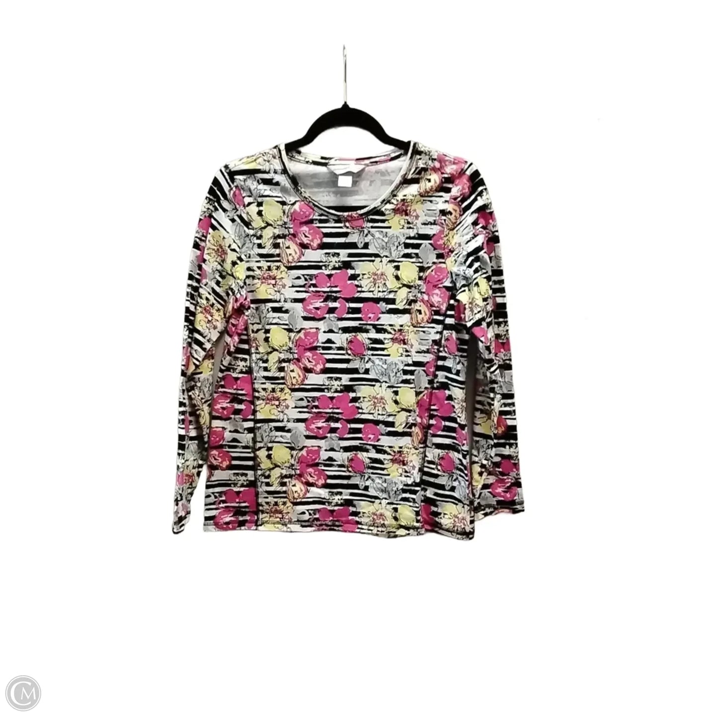 Top Long Sleeve Basic By Zenana Outfitters In Striped Pattern, Size: M