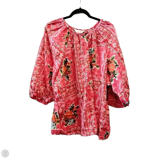 Blouse 3/4 Sleeve By Lc Lauren Conrad In Floral Print, Size: 2x