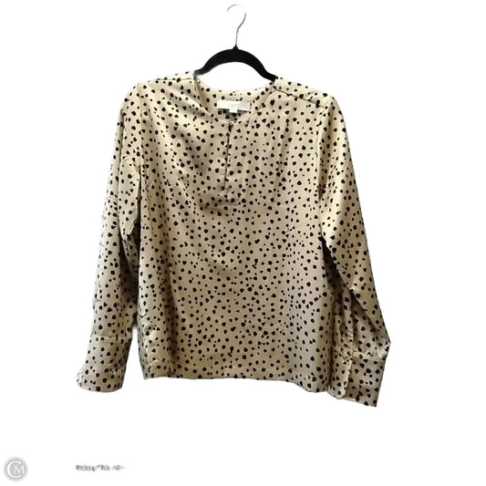 Blouse Long Sleeve By Loft In Polkadot Pattern, Size: M